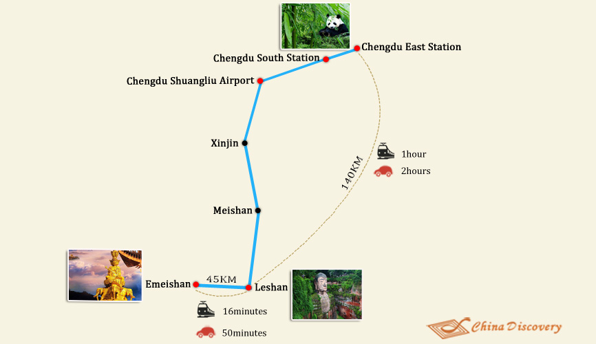 Travel Map of Chengdu Leshan